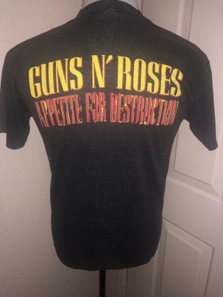 RARE VINTAGE 1980 ' S GUNS N ' ROSES APPETITE FOR DESTRUCTION SKULL SHIRT MEDIUM 5