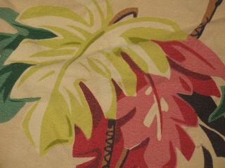 Vtg Bold Miami Beach Tropical Philodendron Leaf Foliage Barkcloth Fabric Panels