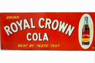 Large Vintage C.  1950 Rc Royal Crown Cola Soda Pop Bottle 30 " Embossed Metal Sign
