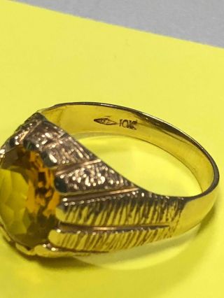 10k gold men’s ring,  vintage style cool design,  size 11.  5,  5.  5 grams,  faux stone 5