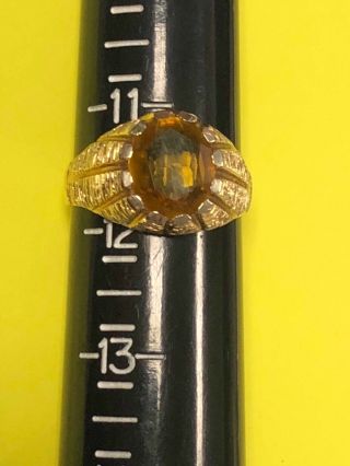 10k gold men’s ring,  vintage style cool design,  size 11.  5,  5.  5 grams,  faux stone 6