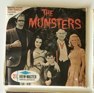 4 vintage View Master packets - MUNSTERS,  ADAMS FAMILY,  Barbie,  Tarzan - 1960 ' s 3