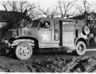 Org Wwii Photo: American Large Transport Car “commercial Photo Service” Aachen