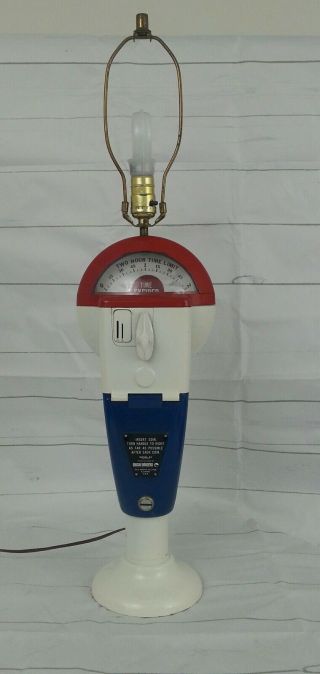 Duncan Miller Parking Meter W/coin Slots Vintage Lamp Red,  White,  & Blue No Key