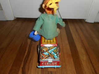 Vintage Alps Battery Operated Tin Charlie the Funny Clown Stop Go Car Toy 4