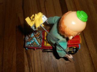 Vintage Alps Battery Operated Tin Charlie the Funny Clown Stop Go Car Toy 7
