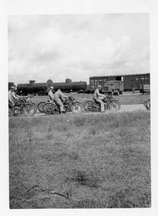 Org Wwii Photo: American Gi’s Riding Motorcycles Down Roadway