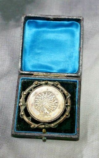Burma Myanmar 1852 1 kyat silver peacock coin pin brooch 2