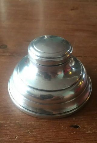 George V Solid Silver Capstan Inkwell With Glass Liner.  Birmingham 1912.  A 920.