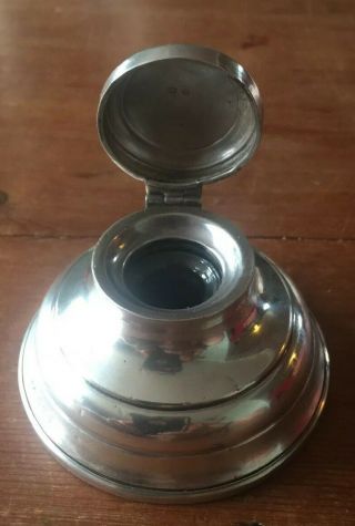 George V Solid Silver Capstan Inkwell With Glass Liner.  Birmingham 1912.  A 920. 2