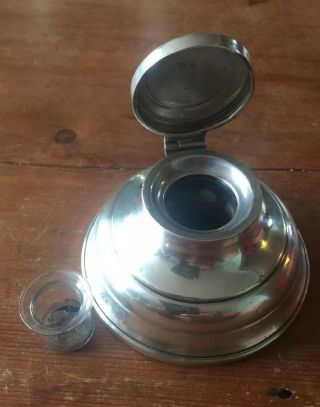 George V Solid Silver Capstan Inkwell With Glass Liner.  Birmingham 1912.  A 920. 3