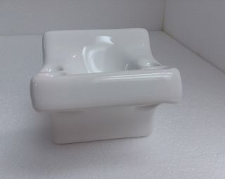 White Ceramic Toothbrush Tumbler Cup Holder Tray Wall Mount Vintage Gloss Retro 4