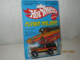 Vintage Hot Wheels Flying Colors Blackwall Blister / Card Ford Bronco 4 Wheelers