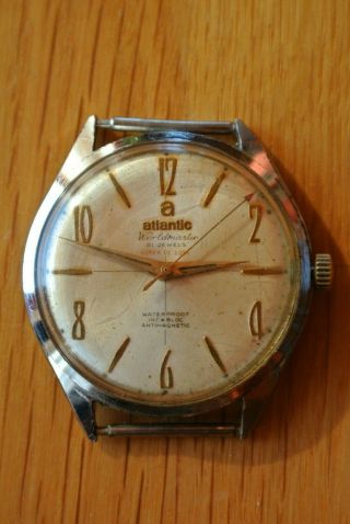 Vintage Rare Atlantic Worldmaster 21 Jewels De Luxe Man Wristwatch