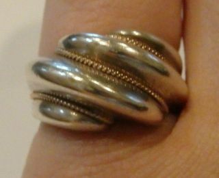 Vintage Tiffany & Co.  925 Sterling Silver & 14k Gold Rope Twist Ring - Size 6