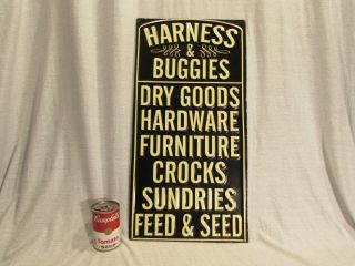 Vintage Harness & Buggies Embossed Metal Advertising Sign General Store Hardware 2