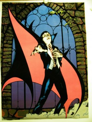 Vintage Vampire Velvet Black Light Poster 1975 Flocked 28 X 20