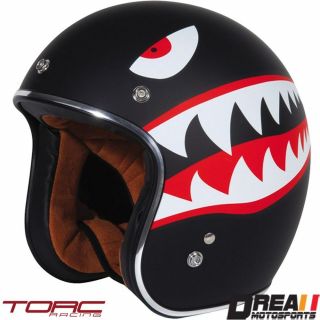 Torc T50 Matte Flat Tiger Black 3/4 Open Face Motorcycle Helmet Dot Xs - Xxl