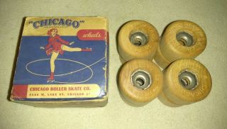 Vintage Chicago Roller Skate Co 8 Wooden Roller Skate Wheels