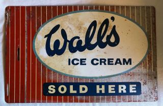 Vintage Double Sided Metal Sign Walls Ice Cream 1960s - 1970s