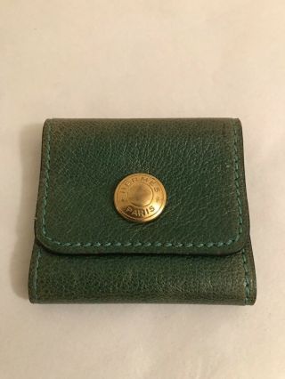 Authentic Vintage Hermes Leather Mini Post It Note Holder In Green
