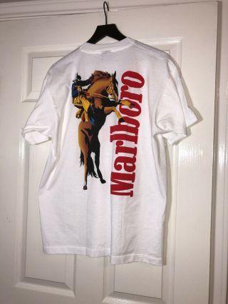 Vintage Early 90s Marlboro Wild West Horse And Cowboy Big Font Pocket T - Shirt Xl