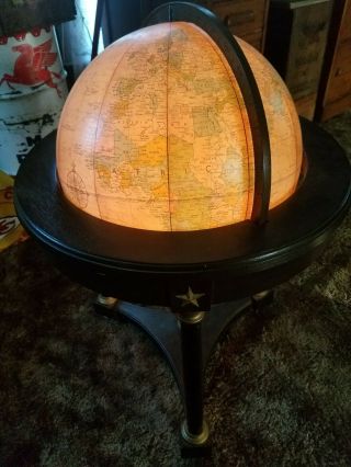 Vintage Replogle Heirloom World Illuminated 16 " Diameter Globe Hardwood Stand