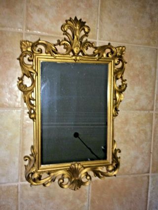 Large Vtg Ornate Syroco Style Gold Hollywood Regency Wall Mirror Frame 33x21 2