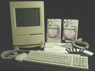 Vintage Apple Macintosh Color Classic With Keyboard,  Accessories,  Blue Screen