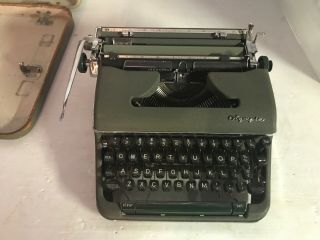 Vintage 1960 Olympia Sm4 Portable Typewriter Army Green