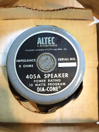 Vintage Altec Lansing Speaker Model 405a Dia - Cone 8 Ohms