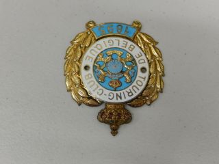 Vintage Brass Enamel Touring Club Belgique 1895 Car Badge Auto Emblem 3