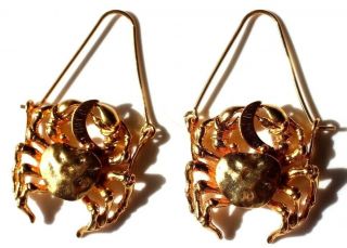 Givenchy Paris Auth Nwot Collectors Edition Zodiac Cancer Crab Gold Earrings
