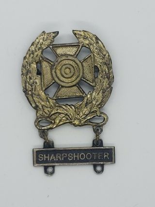 Wwii Us Army Sterling Silver Sharpshooter Marksman Badge Pin Medal Us Military