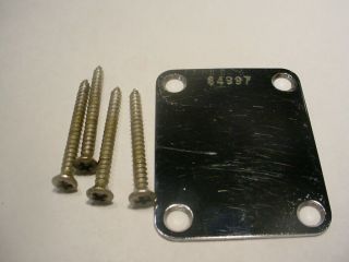 Vintage 1962 1963 Fender Neck Plate & Screws Serial Number 84997