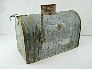 Large Vintage Rustic Galvanized Steel Old Farm Mailbox Old School Heavy