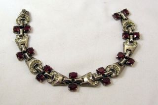 Stunning Trifari Ruby Red And Crystal Draping Horn Of Plenty Bracelet Sterling