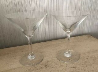 Vintage Pair Set Of 2 French Baccarat Martini Crystal 6” Glasses Liquor