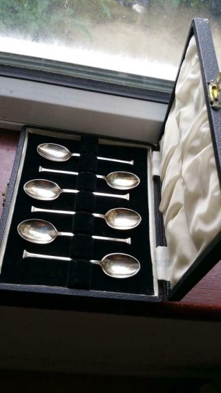 Mappin & Webb Vintage Sterling Silver Set Of 6 Coffee Spoons Cased 1941