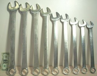 Vtg Snap - On Large 9 Pc.  Combination Wrench Set Oex 12 Point 1 5/8 " To 1 1/8 "