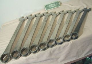 vtg SNAP - ON LARGE 9 PC.  COMBINATION WRENCH SET OEX 12 POINT 1 5/8 