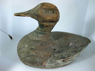 Antique Wooden Decoy,  Mallard,  Carved,  Led Weights Duck Rare One 2