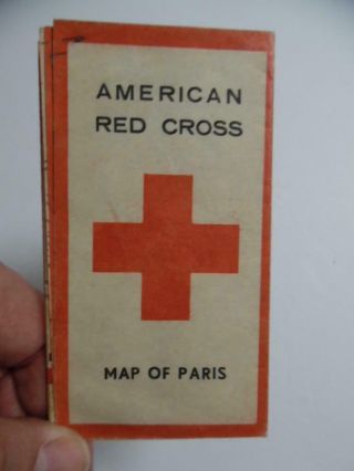 1945 American Red Cross Map Of Paris Made From German Necessity Paper Wwii Rare