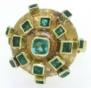 Vintage 18K yellow gold 3.  0CT Colombian emerald dome cocktail ring size 7.  25 2