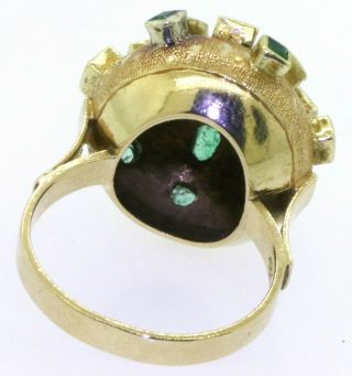 Vintage 18K yellow gold 3.  0CT Colombian emerald dome cocktail ring size 7.  25 3