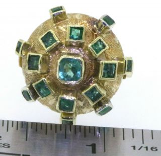 Vintage 18K yellow gold 3.  0CT Colombian emerald dome cocktail ring size 7.  25 7
