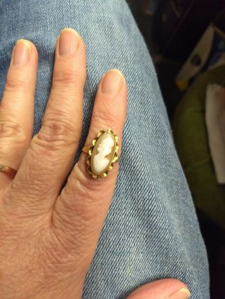 Under Scrap Price Vintage Ladies 14kt 4.  1 Gm Yellow Gold Cameo Ring Size 6.  75