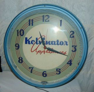 Vintage Lackner Kelvinator Appliances Neon Dealer Advertising Clock Sign Runs