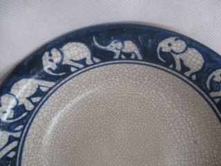RARE Dedham Pottery Arts & Crafts Era Flared Rim Bowl: ELEPHANTS w/ BABY: 2