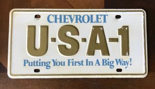 Vintage Chevrolet Usa - 1 Chevy 70 License Plate Gold Letters Green Back